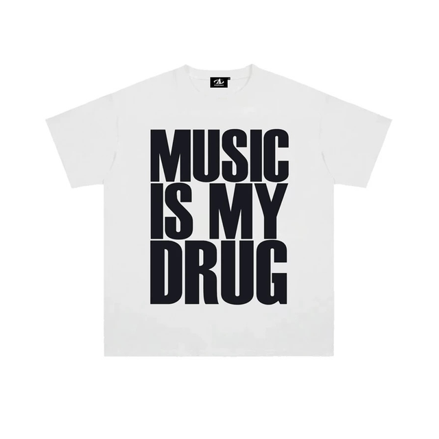 MUSIC IS MY DRUG TEE (WHITE)
